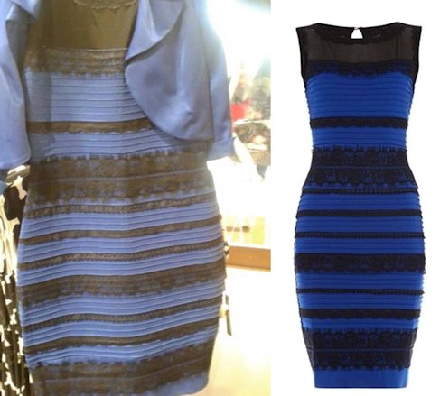 image of two dresses that look different but apparently are the same colour.