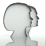 Image of male and female profile in silhouette